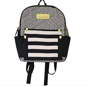 Betsey Johnson Striped and Dotted Large Backpack Gold Ton Hardwear.